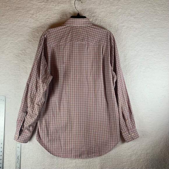 J. McLaughlin Men's Button Down Long Sleeve Red Checkered Shirt Size Large 9262 - Picture 6 of 8